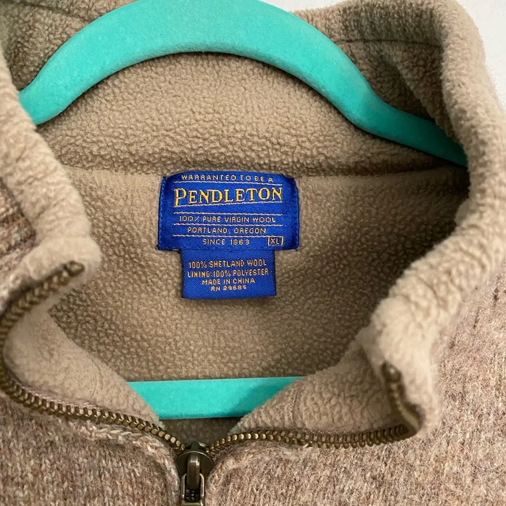 Pendleton Fleece Lined 100% Shetland Wool Full Zip Vest Men's Sz L read descrip‎